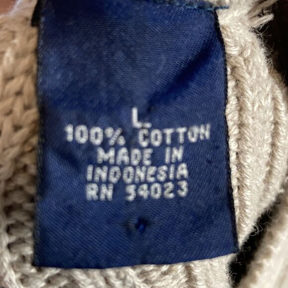 Gap Sweater Womens Large Cotton Ribbed Beige V Neck Preppy Basic Vtg - Picture 6 of 8